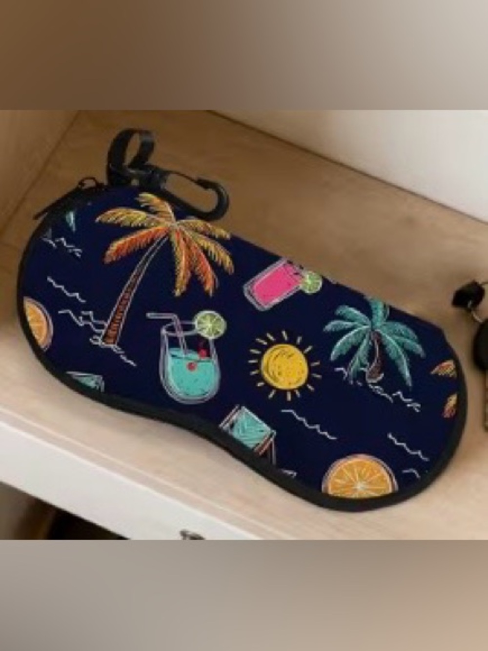 Black Tropical Print Travel Eyewear Case